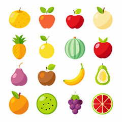 Fruit Apple Banana Orange set art vector illustration