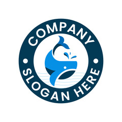 vector drawing of blue whale or shipping business logo