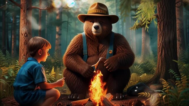 Day of Forest (Smokey Bear, 4K smooth looping video