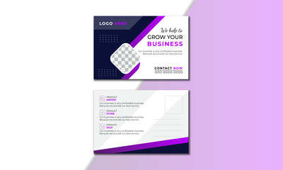 Corporate Modern Business Postcard Design Template.  Colorful Double Sided Postcard Design.