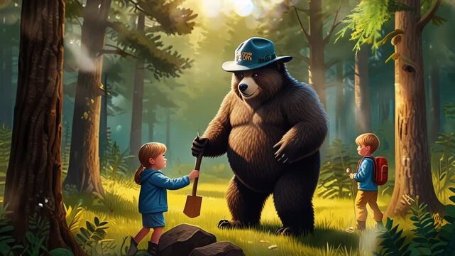 Day of Forest (Smokey Bear, 4K smooth looping video