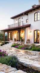 Obraz premium A stylish home with a large front yard