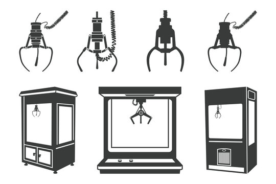Claw Crane Machine Simple Clip Art And Illustration Vector Design silhouette.