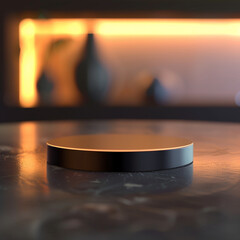 interior of a modern house with close up product display podium