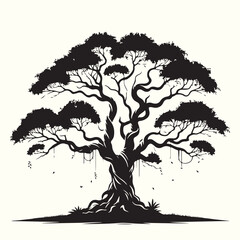 Banyan tree Silhouette Vector Illustration