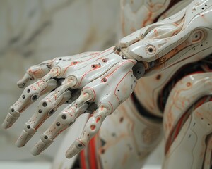 Robotic hand with red markings