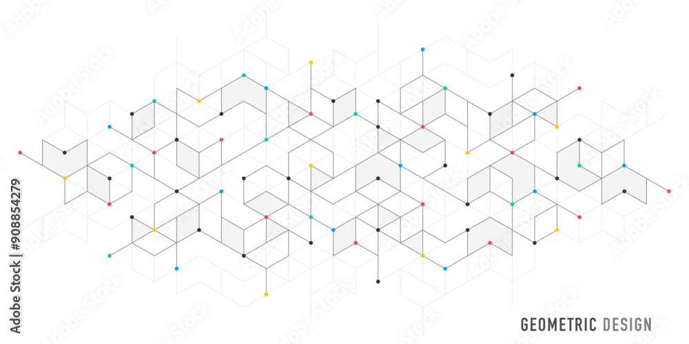 Poster Abstract vector background with simple geometric figures and dots. Graphic design element and polygonal shape pattern