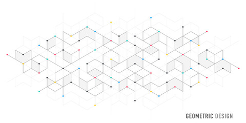Abstract vector background with simple geometric figures and dots. Graphic design element and polygonal shape pattern