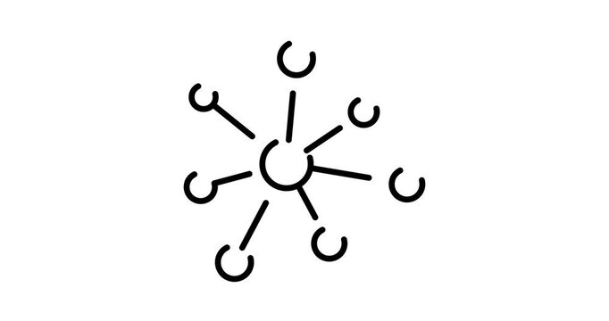 Mind map animated outline icon with alpha channel. Mind map 4k motion design animation for web, mobile and ui design