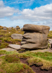Kinder Scout moorland plateau area landscape at National Nature Reserve in the Dark Peak of the Derbyshire Peak District in England