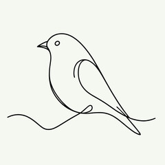 Obraz premium Minimalist one line drawing of bird simple black line art illustration