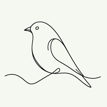 recommend clip art: Minimalist one line drawing of bird  simple black line art illustration
