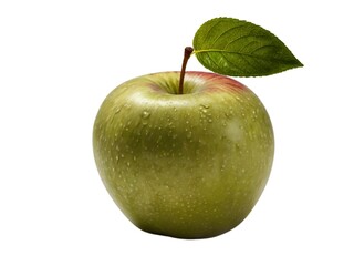 Green apple with leaf