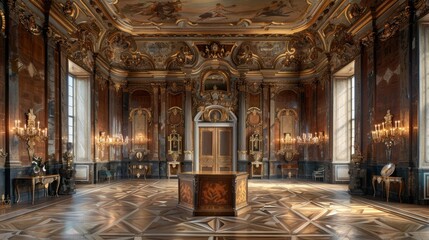 Obraz premium A large room with a large table in the middle