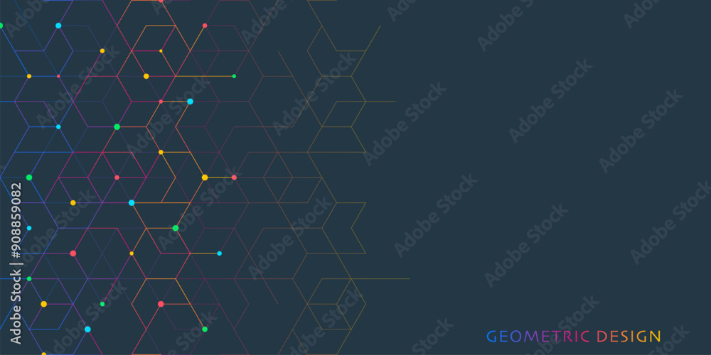 Poster Abstract vector background with simple geometric figures and dots. Graphic design element and polygonal shape pattern