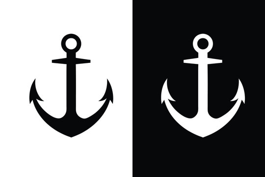 Ship anchor or boat anchor flat icon Silhouette