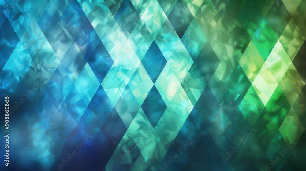 Wall mural A mesmerizing diamond pattern radiates in blue and green shades, offering a stunning visual experience of modern artistic design