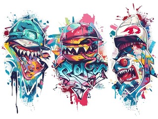 Stylish Streetwear Graffiti Sticker Design for Trendy Apparel and Branding