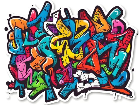 Vibrant Graffiti Inspired Sticker Design for Stylish Streetwear and Apparel