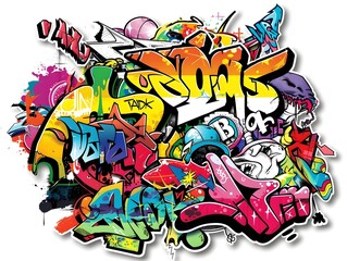 Stylish Streetwear Graffiti Sticker Design Suitable for Shirt or White Background