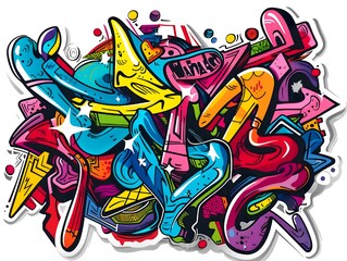 Vibrant Stylish Streetwear Graffiti Sticker Design for Shirt and Wall D cor