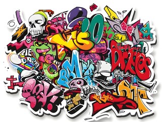 Stylish Streetwear Graffiti Sticker Design for Trendy Fashion and Urban Apparel