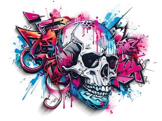 Stylish Graffiti Skull Artwork for Streetwear Design