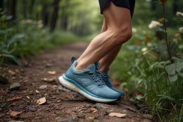 Friendly running shoes outdoors in nature concept: Embrace the joy of running with nature-inspired footwear