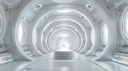 Obraz premium A large, empty space with a white ceiling and white walls