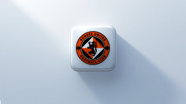 Dundee United badge 3d icon casting a shadow on a white background
