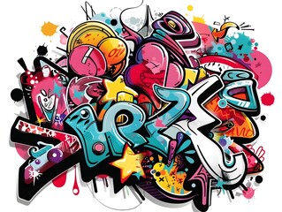 Vibrant and Stylish Graffiti Inspired Sticker Design for Streetwear Fashion and Apparel