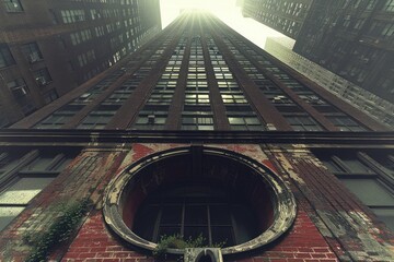 An Urban Vertical Perspective Featuring a Stunning Historic Building in a Bustling City