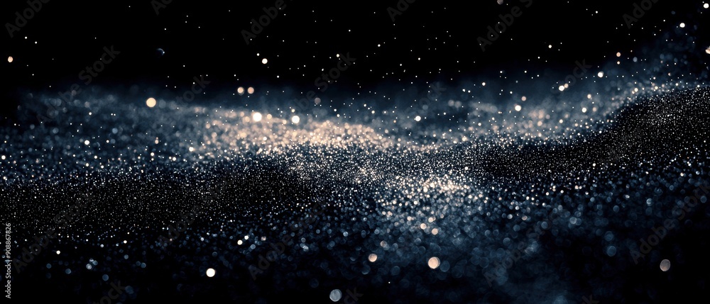 Poster cosmic dust and star particles with selective focus, creating an ethereal and sparkling display agai