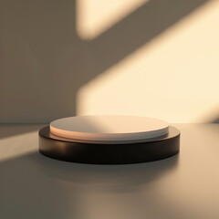 interior of a modern house with close up product display podium