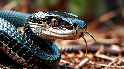 Obraz premium Colorful Snake in Natural Habitat with Macro Details