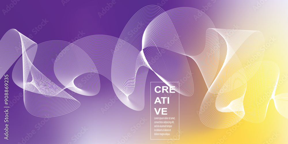 Poster abstract background illustration with curved lines and gradient