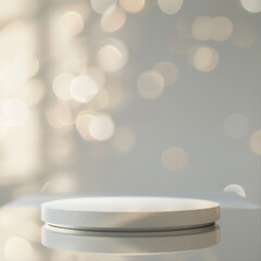 interior of a modern house with close up product display podium