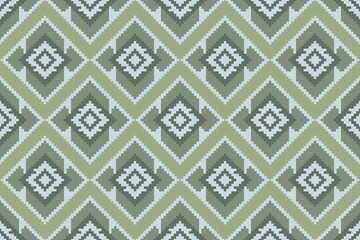 Traditional ethnic seamless pixel art geometric diamond pattern for textile and home decoration.