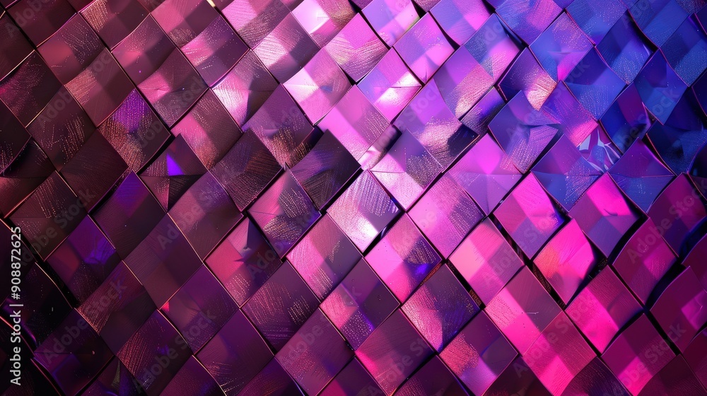 Poster a vibrant diamond pattern glows in shades of purple and magenta, creating an elegant and mesmerizing