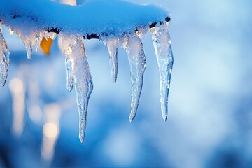 Melting Icicles Formed During Thawing Winter Days Create Beautiful Natural Display