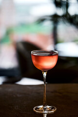 Cocktail in a fine dining restaurant, alcoholic cocktail on a bar counter