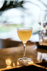 Cocktail in a fine dining restaurant, alcoholic cocktail on a bar counter