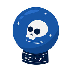 Skull in magic globe illustration