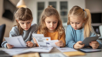 Fototapeta premium Children learning the importance of financial planning.