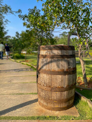 Fototapeta premium A close up shot of a wine barrel .