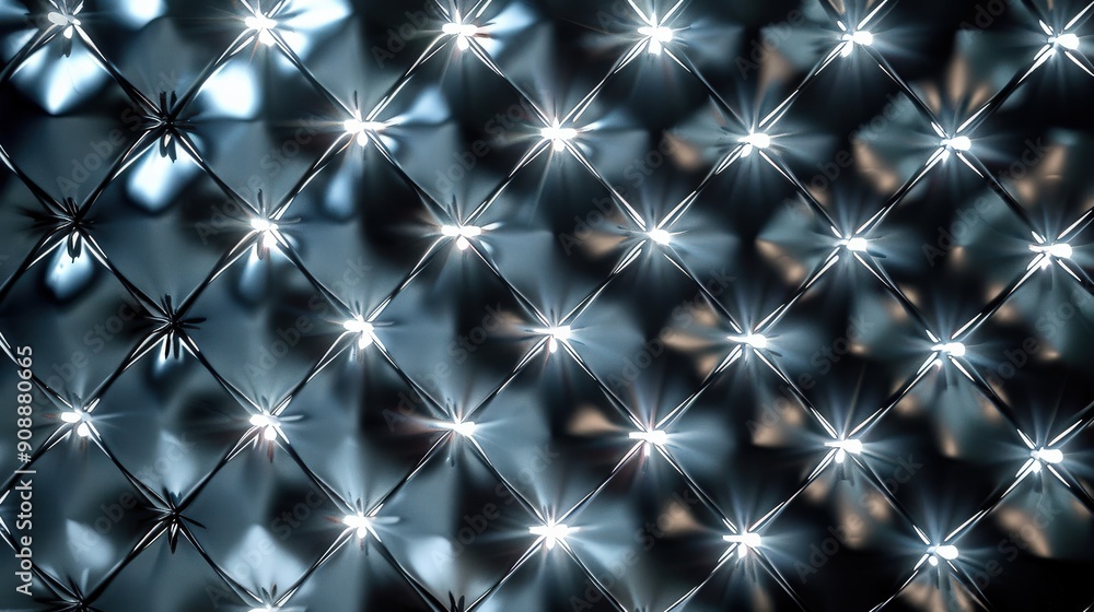 Poster this glowing diamond pattern in silver and black sparkles with radiant light effects, creating a mes