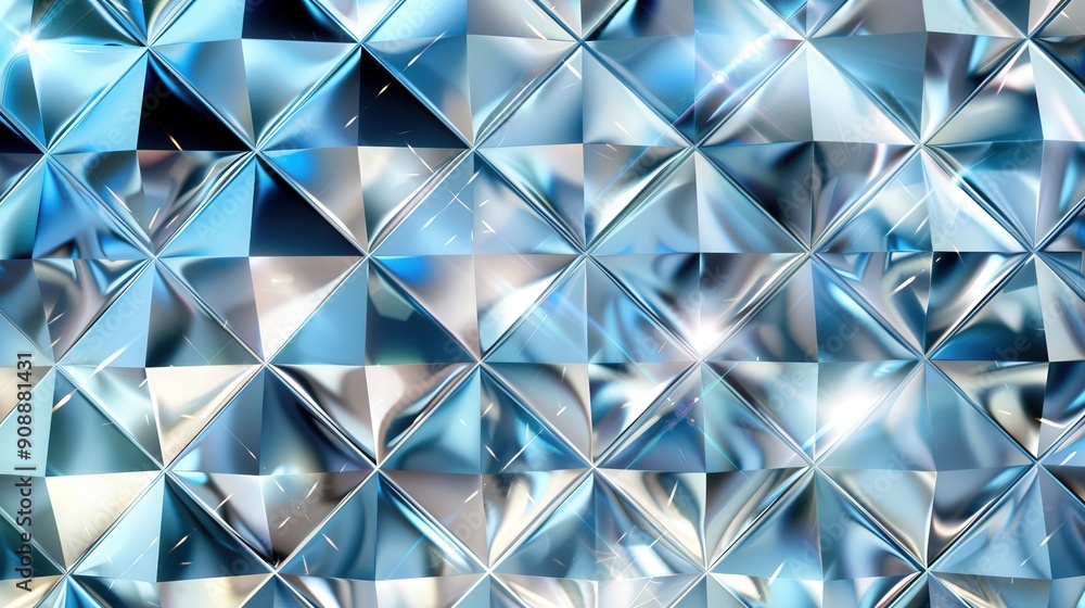 Poster a shimmering background features a stunning diamond pattern in silver and blue, creating a captivati