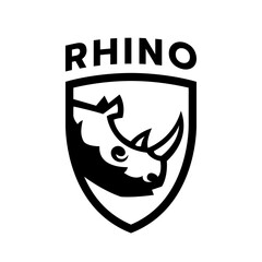 Rhino head, sports logo.