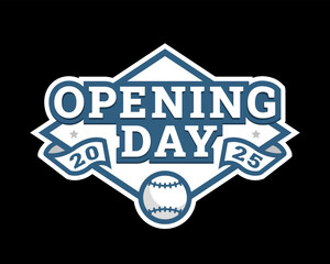 Opening day, baseball logo, emblem on a dark background.