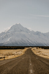 Road towards Mount Cook, New Zealand South Island